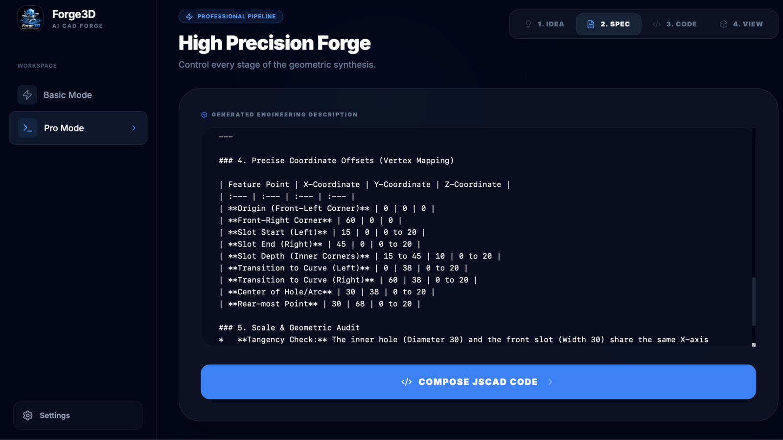 Generated textual specification