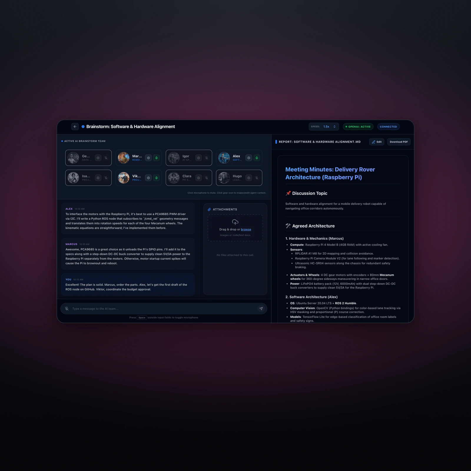 BrainStorm Agent dashboard